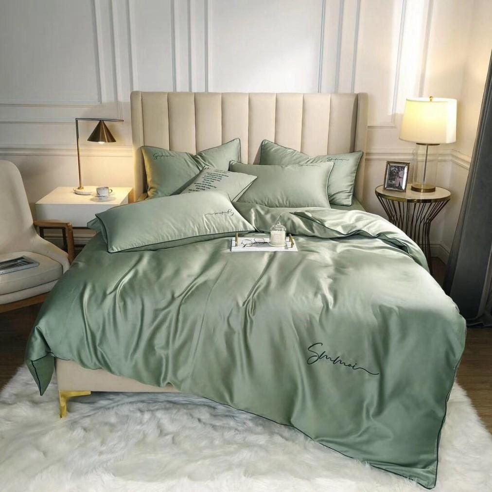 Bộ 5 Món Vỏ Chăn Tencel 40s Sumoi LAN PHAM BEDDING - Xanh Nhạt