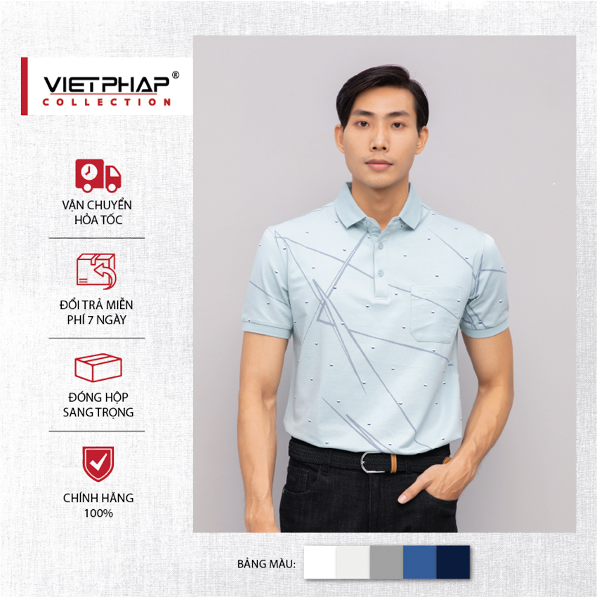 Áo Thun Polo Nam Trung Niên Tay Ngắn Có Túi Cao Cấp 31109 Việt Pháp