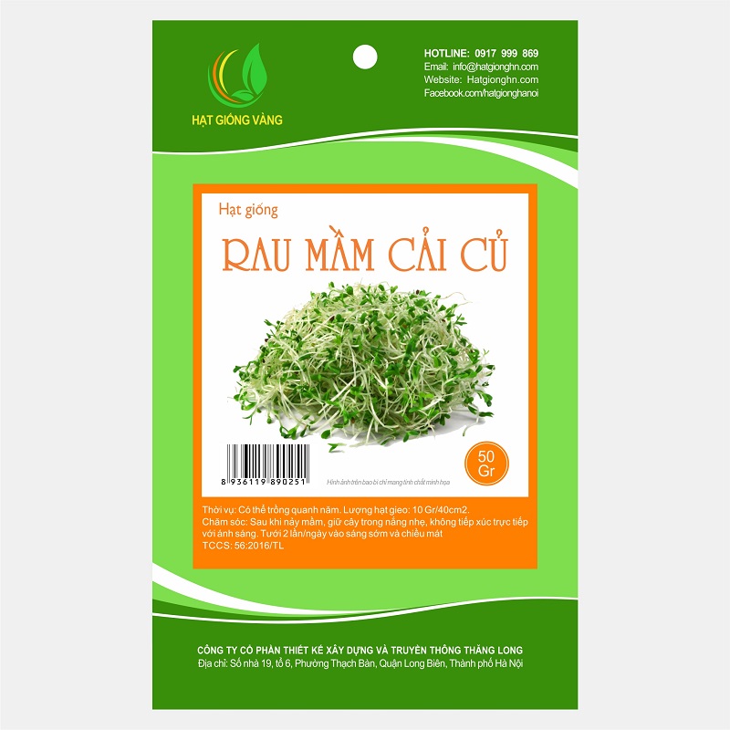 Combo 3 gói Hạt giống rau mầm cải củ Golden Seeds 50 Gr