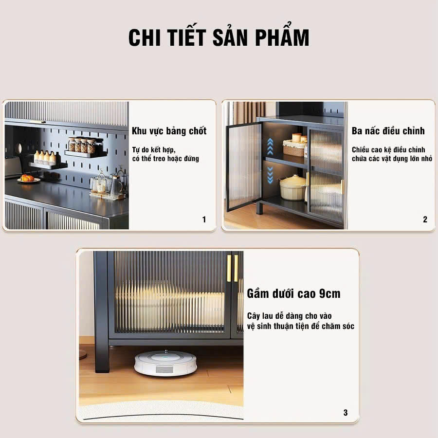 Tủ Kệ Để Đồ Nhà Bếp Đa Năng Thông Minh Cao Cấp VANDO - Kệ Để Đồ Nhà Bếp Lưu Trữ Lớn Toàn Bộ Vật Dụng Phòng Bếp
