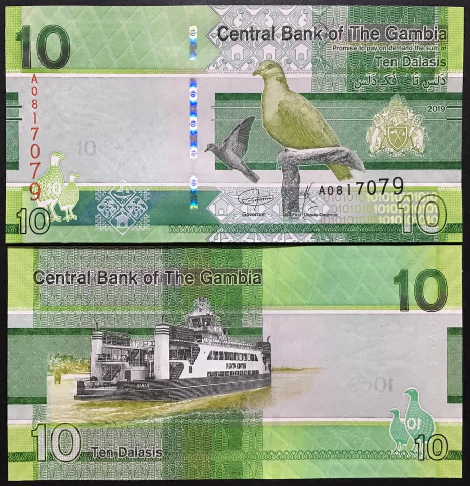 GAMBIA 10 DALASIS 2019 P NEW DESIGN UNC