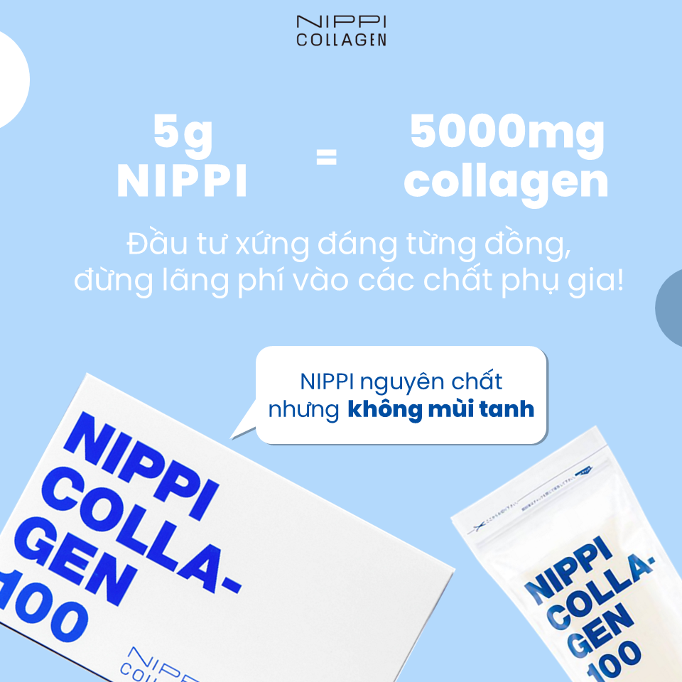 NIPPI Collagen 100 nguyên chất 100% peptide [Hộp 3 gói lớn kèm muỗng]