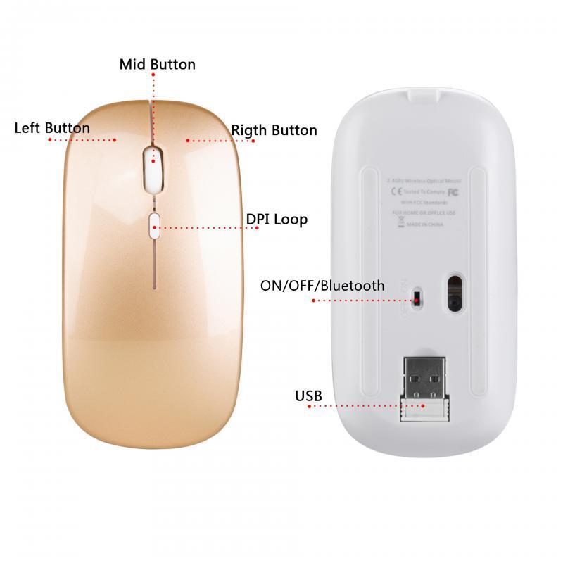 Chuột Không Dây Bluetooth 2.4G Cho Máy Tính