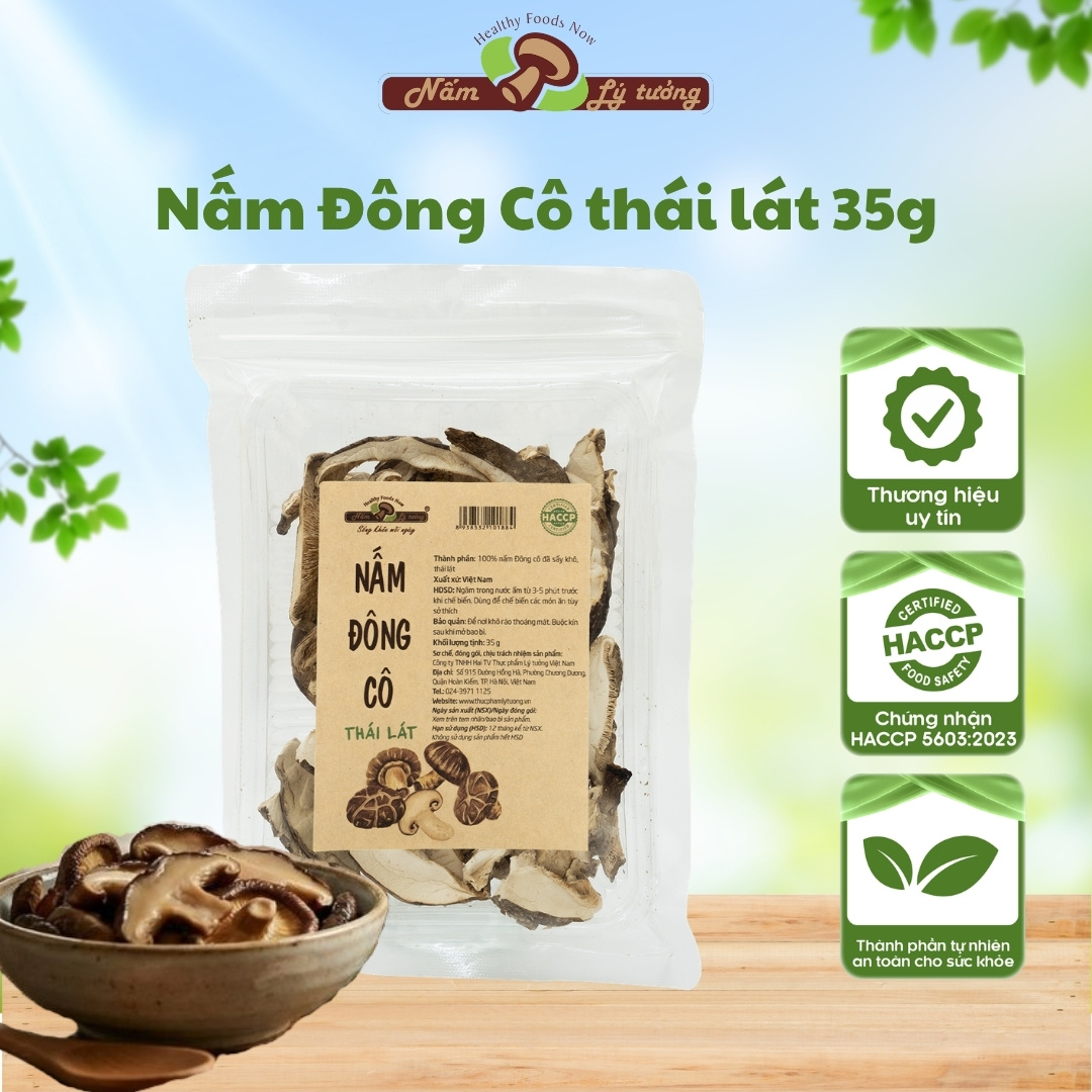 Nấm Đông Cô Thái Lát 35g Lý Tưởng - Hàng Loại 1 Tiện Lợi Khi Sử Dụng
