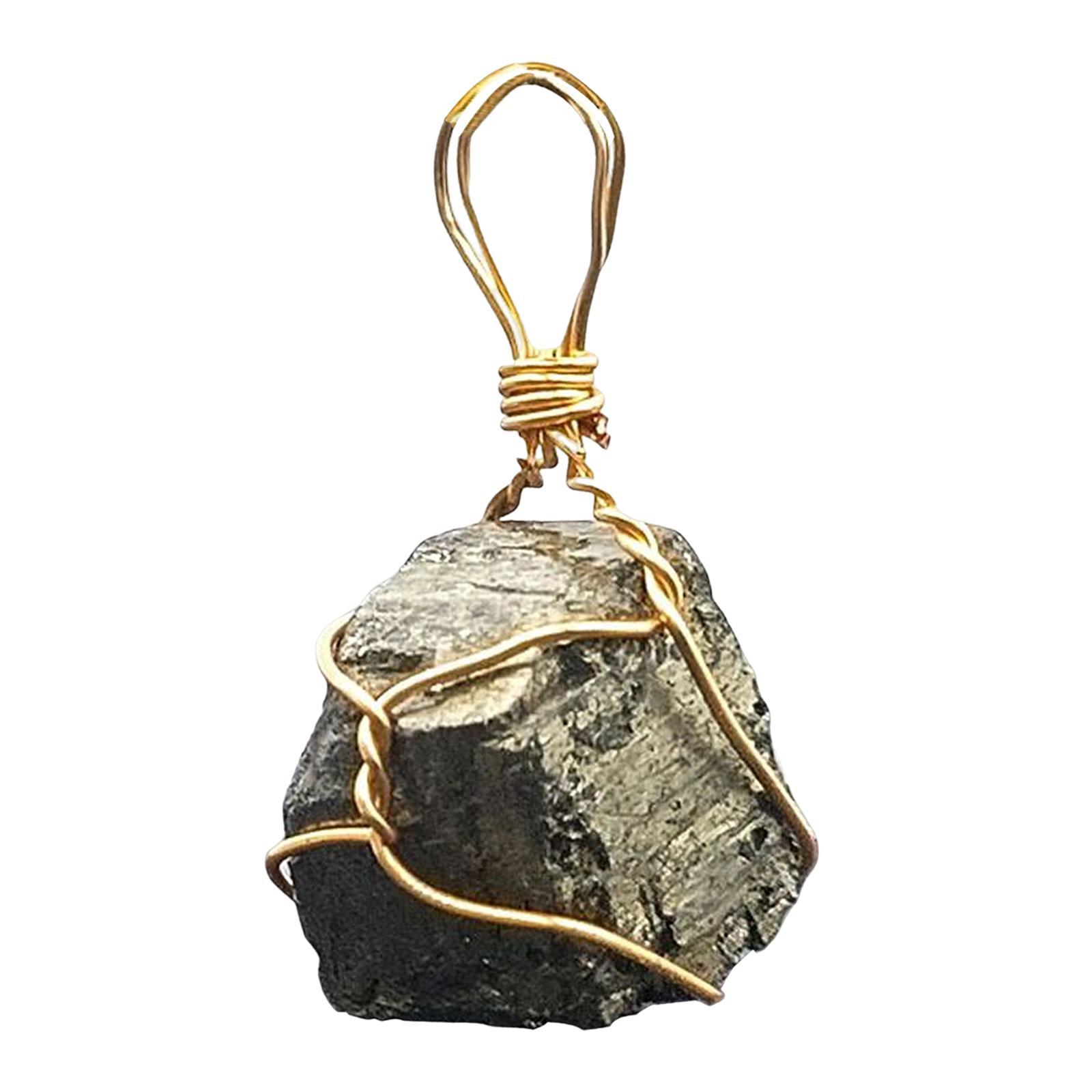 Pyrite  Stone Jewelry Necklace Pendant Mineral Iron Rough Decoration