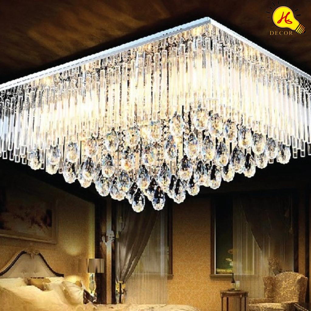 Đèn ốp trần pha lê phòng khách, phòng ngủ HQ - mã PLM04561 - ánh sáng 3 màu sang trọng, phù hợp mọi không gian HQ DECOR (HÀNG NHẬP KHẨU)
