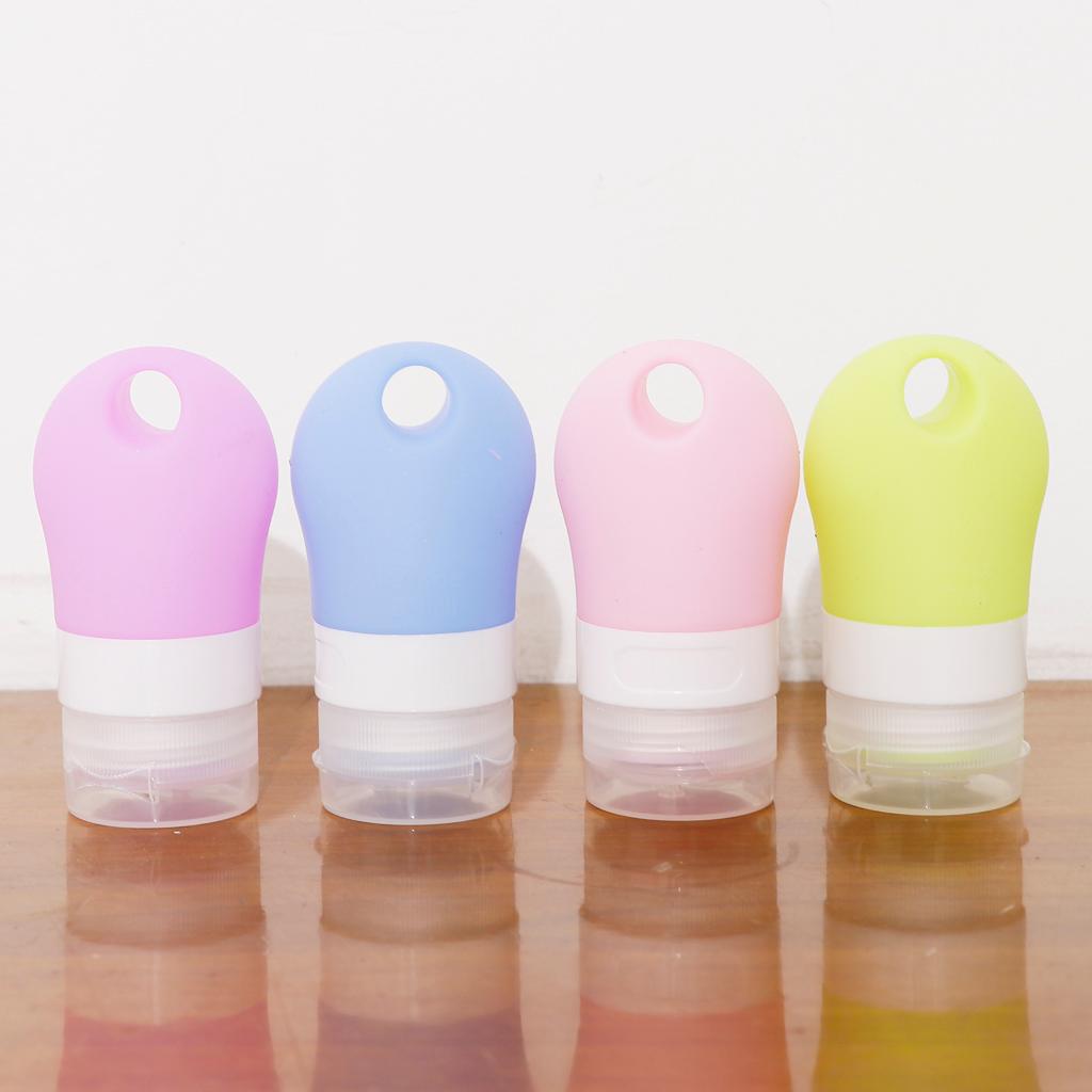 4 Pieces Portable Refillable Silicone Empty Cosmetic Containers for Travel