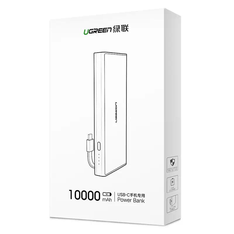 Ugreen UG40971PB108TK 10000mAh màu Đỏ Sạc dự phòng + cáp sạc TypeC tích hợp - HÀNG CHÍNH HÃNG