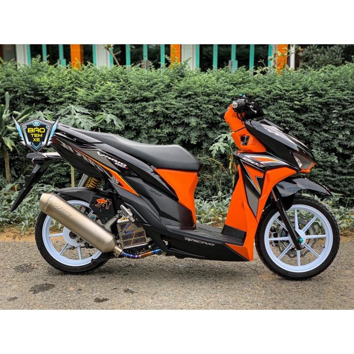 Tem rời dán xe vario 150 đen cam - Bi Decal