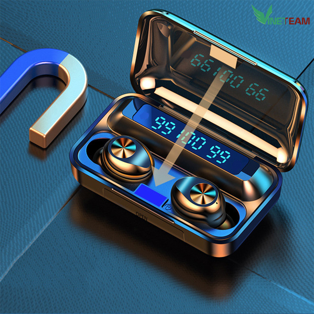 Tai Nghe Bluetooth 5.0  AMOI F9 Version 2020 TWS Không Dây nút cảm ứng Hiển thị % pin Âm Thanh Nổi 9D Giảm Tiếng Ồn &amp; Chống Mồ Hôi - hàng chính hãng