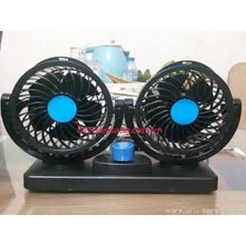 Quạt điện đôi dùng trên ô tô 2 quạt kép xoay 360 độ
