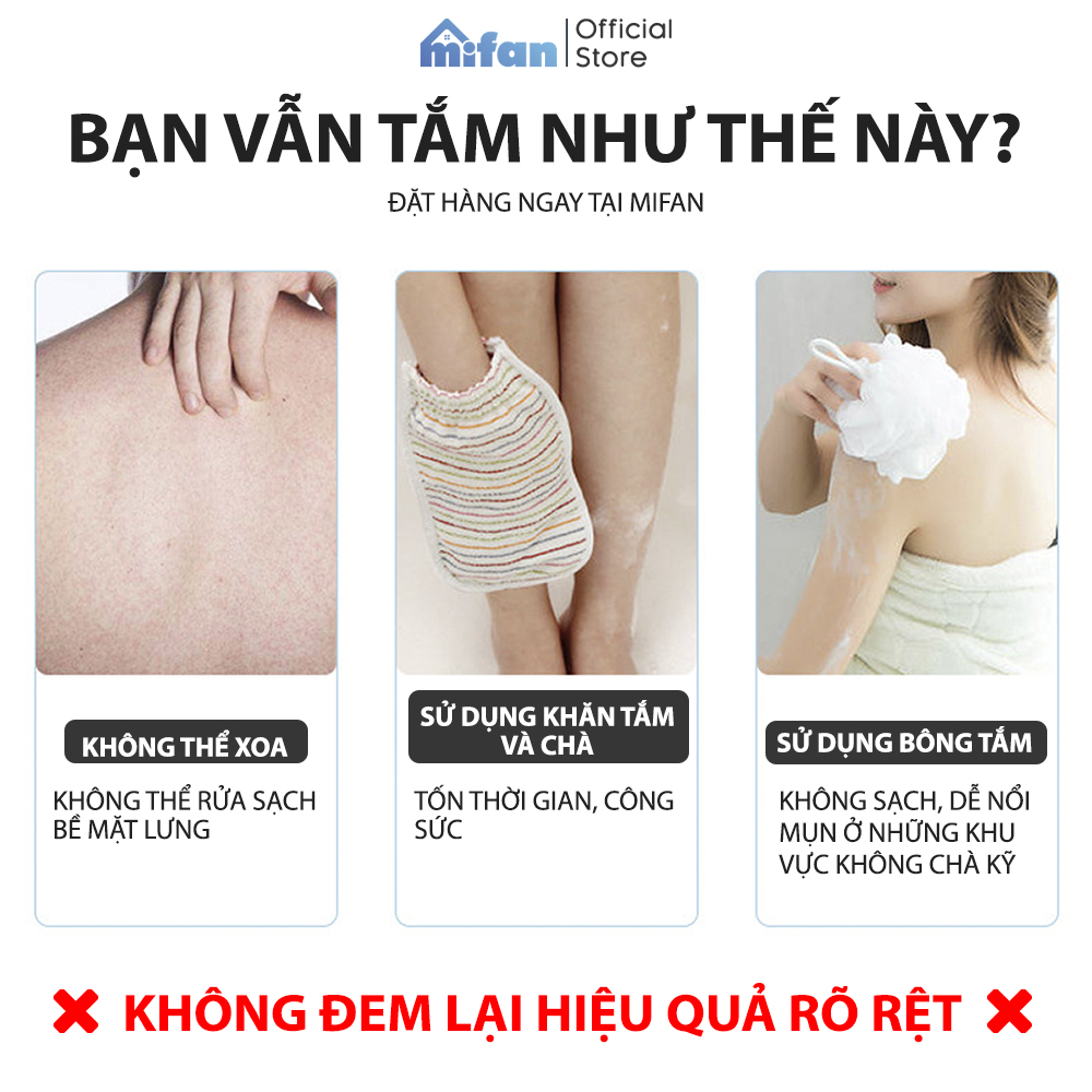 Bàn Chải Tắm Điện Tự Động Mifan - Cây chà lưng, massage toàn thân - Tặng kèm 4 đầu chải