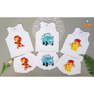 (8-16kg) Áo ba lỗ cotton trắng in hình cho bé - Bibo Kim Thu - NGẪU NHIÊN