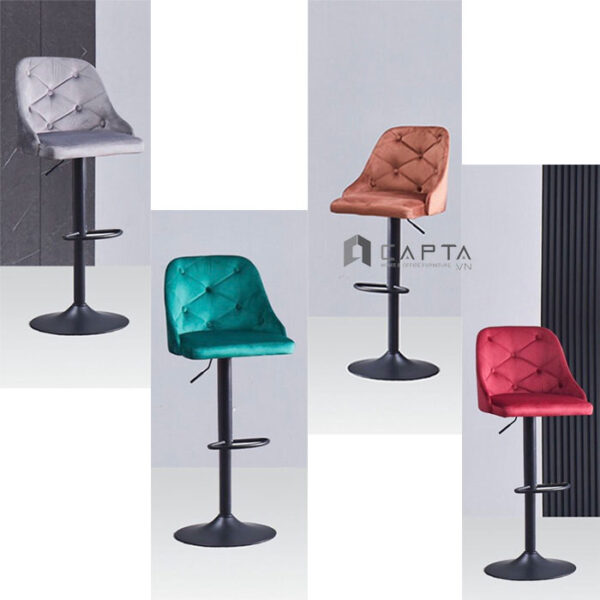 Ghế quầy bar nhập khẩu CB2264A-F Nội thất Capta Chân sơn tĩnh điện màu đen nệm bọc vải nhung