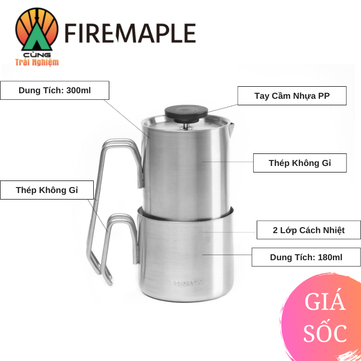 Bộ Pha Cafe Fire Maple Antarcti French Press Coffe Kit Chuyên Dã Ngoại Cắm Trại FMP-CAFE