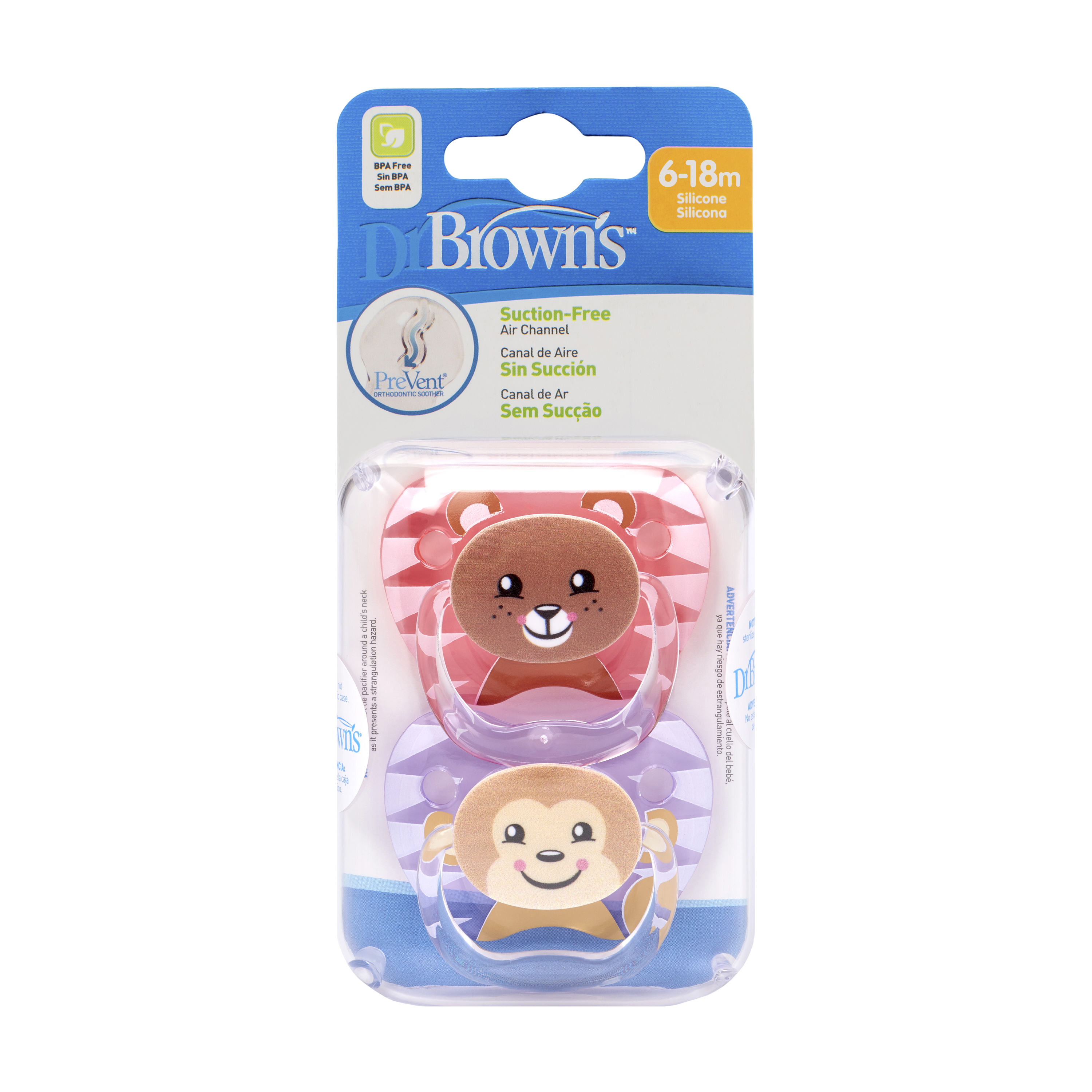 Bộ 2 ty ngậm Prevent in họa tiết dễ thương - Dr.Brown's