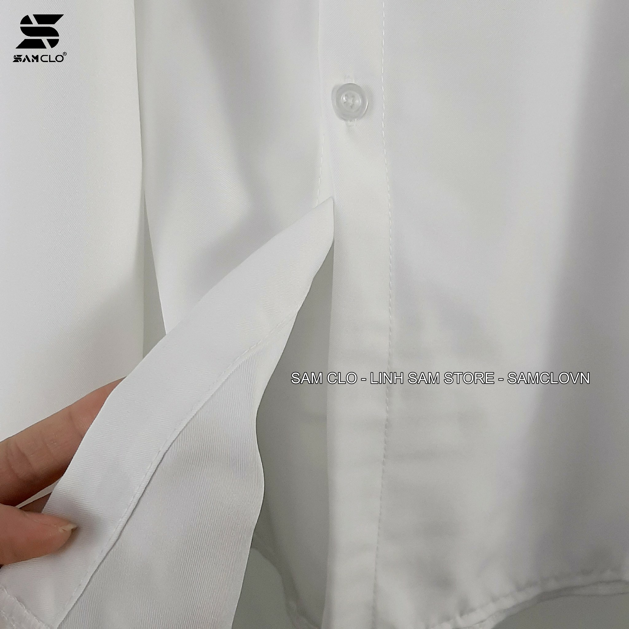 Áo SƠ MI NỮ form rộng cổ bẻ tay lỡ có túi dáng ulzzang freesize unisex thêu LOGO ĐEN 20 INCH màu trắng