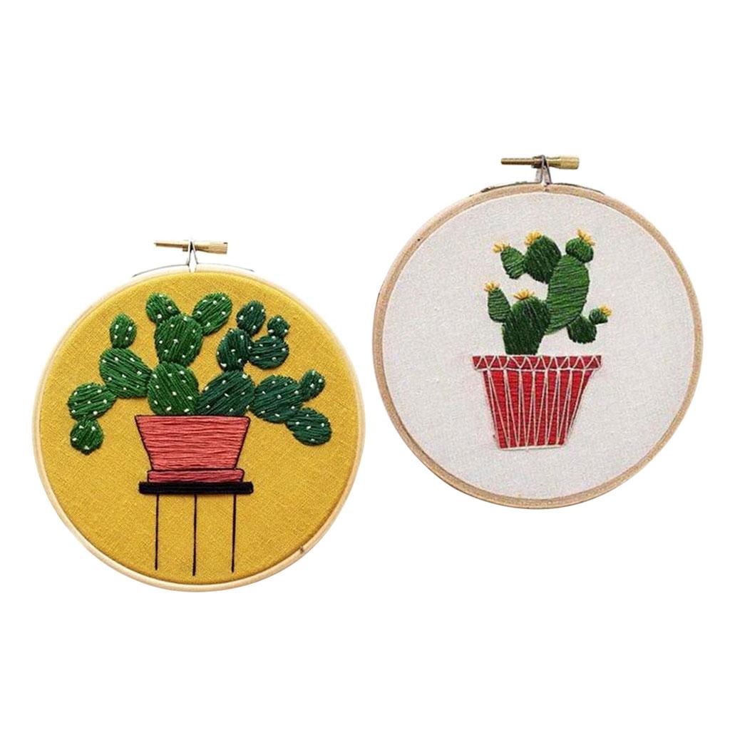 Embroidery Starter Kit with Pattern, 15cm Embroidery Hoop, Threads Style 1
