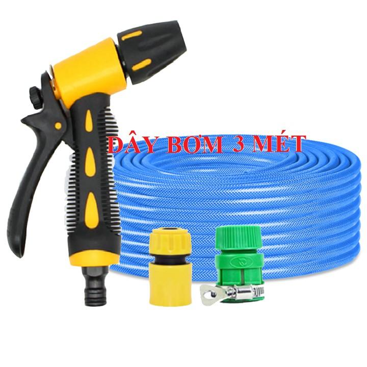 Bộ dây vòi xịt bơm nước tưới rửa , tăng áp 3 lần, loại 3m, 5m 206319 cút sập,nối nhựa vàng+ đai