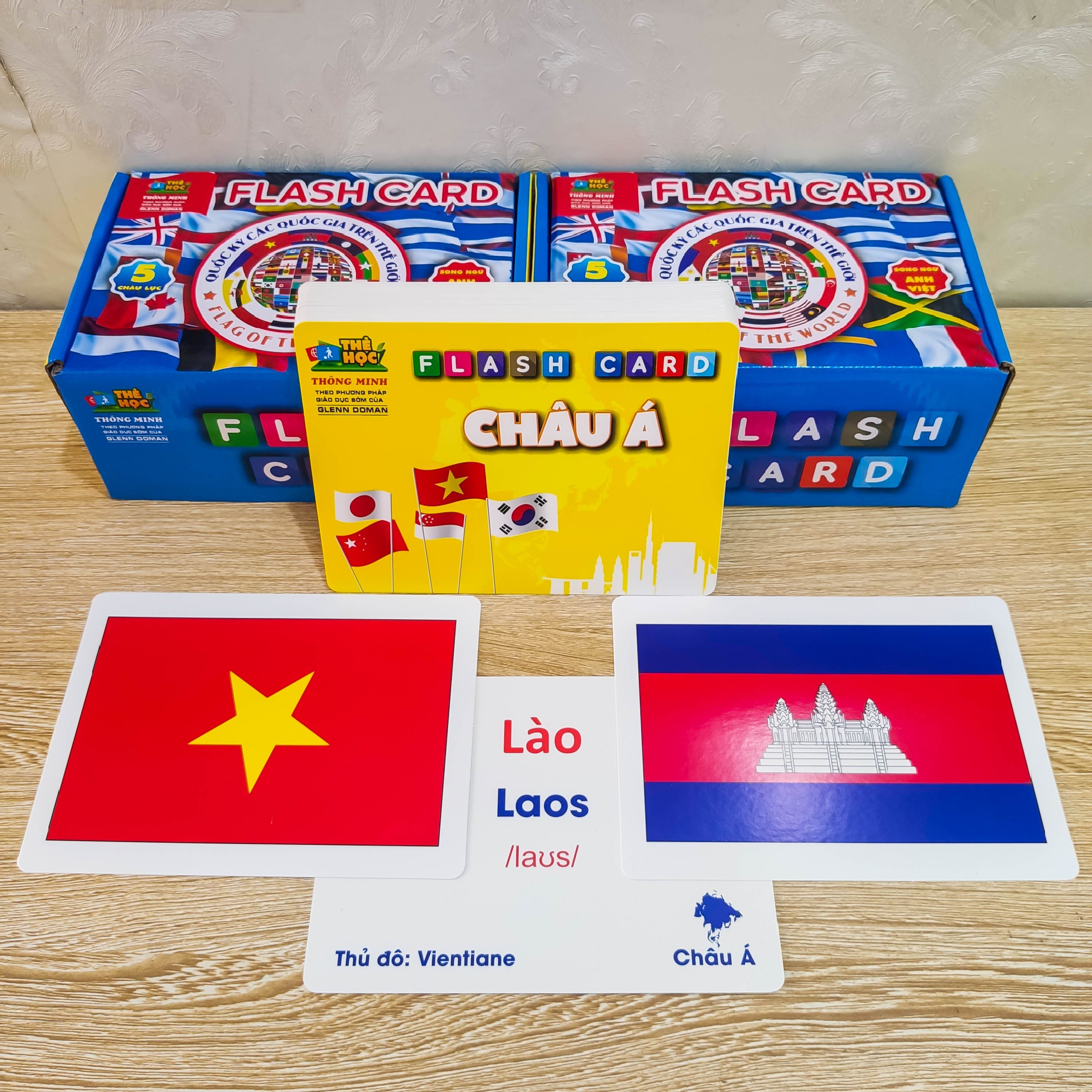 Thẻ Học Thông Minh Song Ngữ Anh-Việt Flash Card Quốc Kỳ Các Quốc Gia 5 Châu Lục Cho Bé Khám Phá Và Tìm Hiểu Thế Giới 