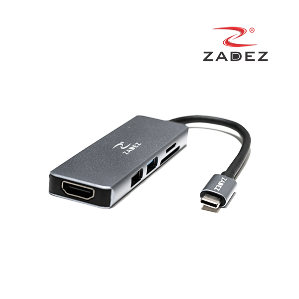 Hub Type C to HDMI 4K 30Hz/ USB 3.0/ MicroSD/ SD/ USB 2.0 (5 in 1) ZADEZ ZAH515 - Hàng Chính Hãng