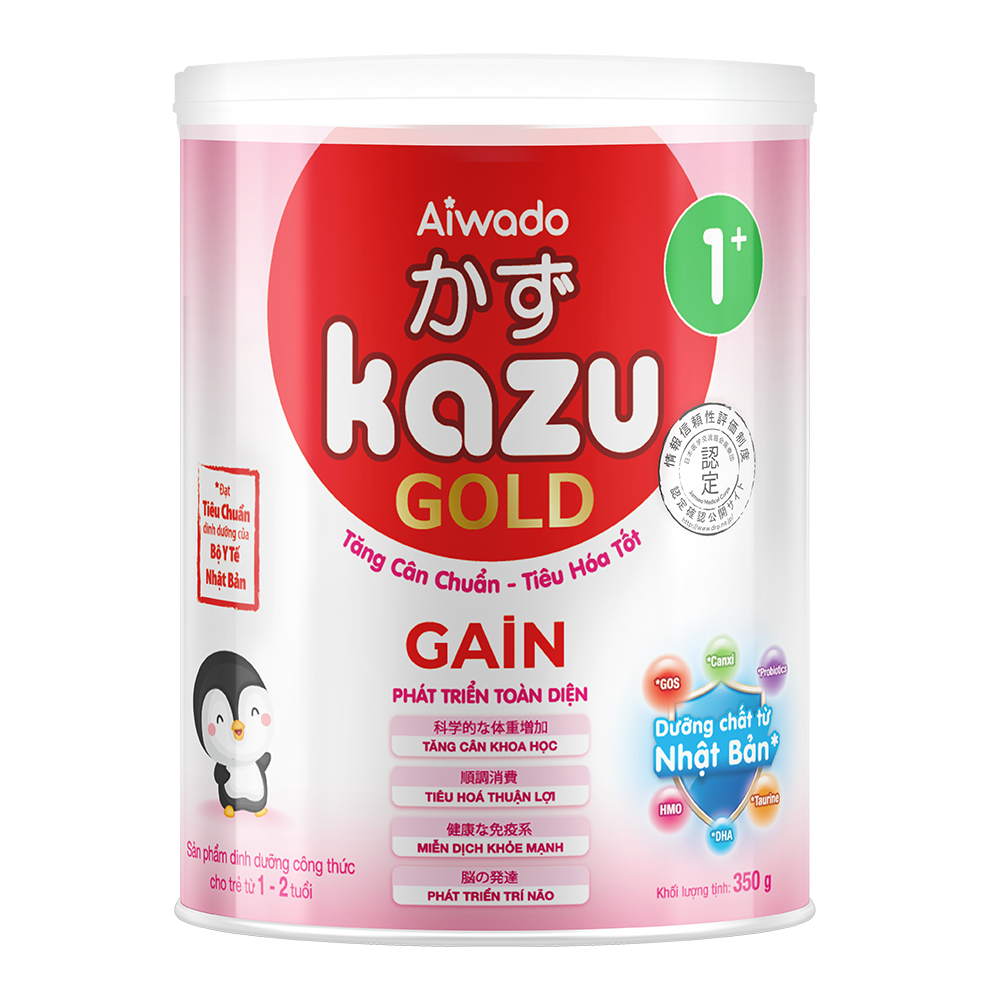 [Tinh tuý dưỡng chất Nhật Bản]  Sữa bột KAZU GAIN GOLD 350g 1+ (từ 12 tháng đến 24 tháng)