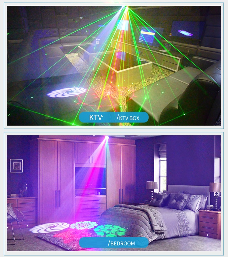 Đèn Led Disco - Đèn Tiệc Giọng Nói Điều Khiển Nhạc Dj - Đèn Chiếu Laser Ánh Sáng 52 Chế Độ Hiệu Ứng RGB - Đèn Cho Gia Đình đám Cưới -Sinh Nhật