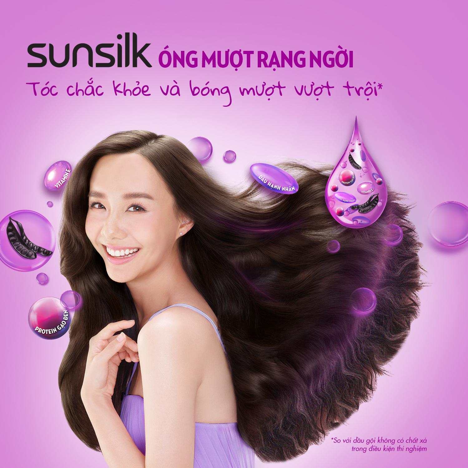 Dầu gội Sunsilk Óng Mượt Rạng Ngời 1.4kg giúp tóc chắc khoẻ, bóng mượt với Bồ Kết, dầu Hạnh Nhân, Protein Gạo Đen và Vitamin E