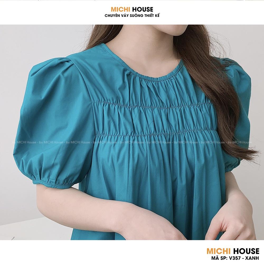 Váy Suông Ngực Xếp Ly MICHI House V357 Đầm Xuông Thiết Kế Vải Thô Mặc Hè Mát Mềm
