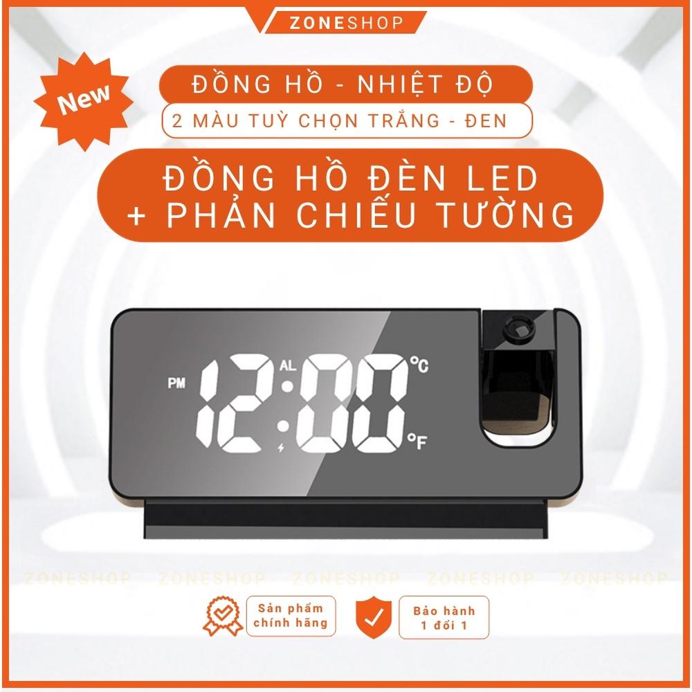 Đồng hồ báo thức LED để bàn ZONEHOUSE, phản chiếu đèn led trên tường, đo nhiệt độ, đa chức năng