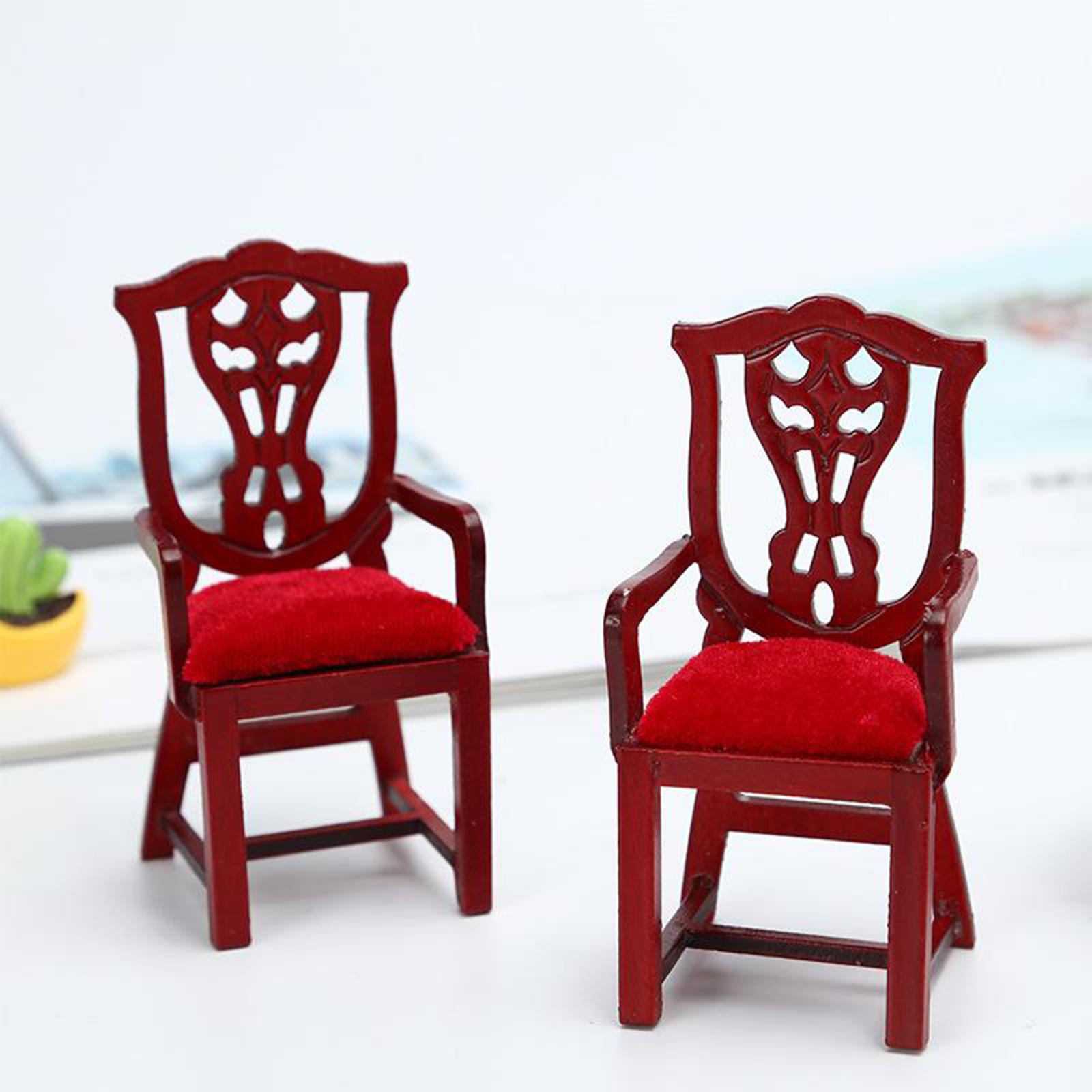 1:12 Scale Doll House Wooden Chair Model Baby Doll Room Supplies Scenery