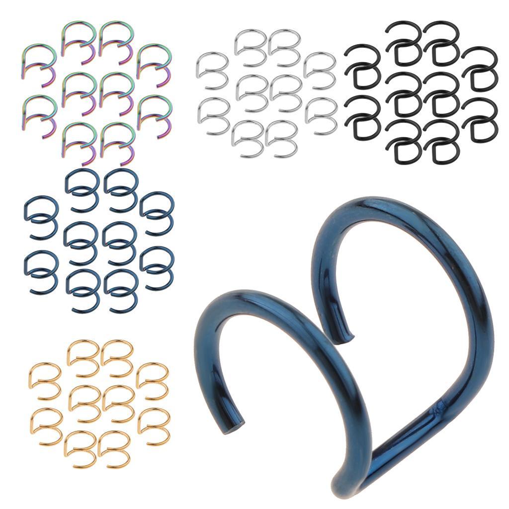 10 Pieces Stainless Steel Clip On Ear Loop Ring Non-piercing