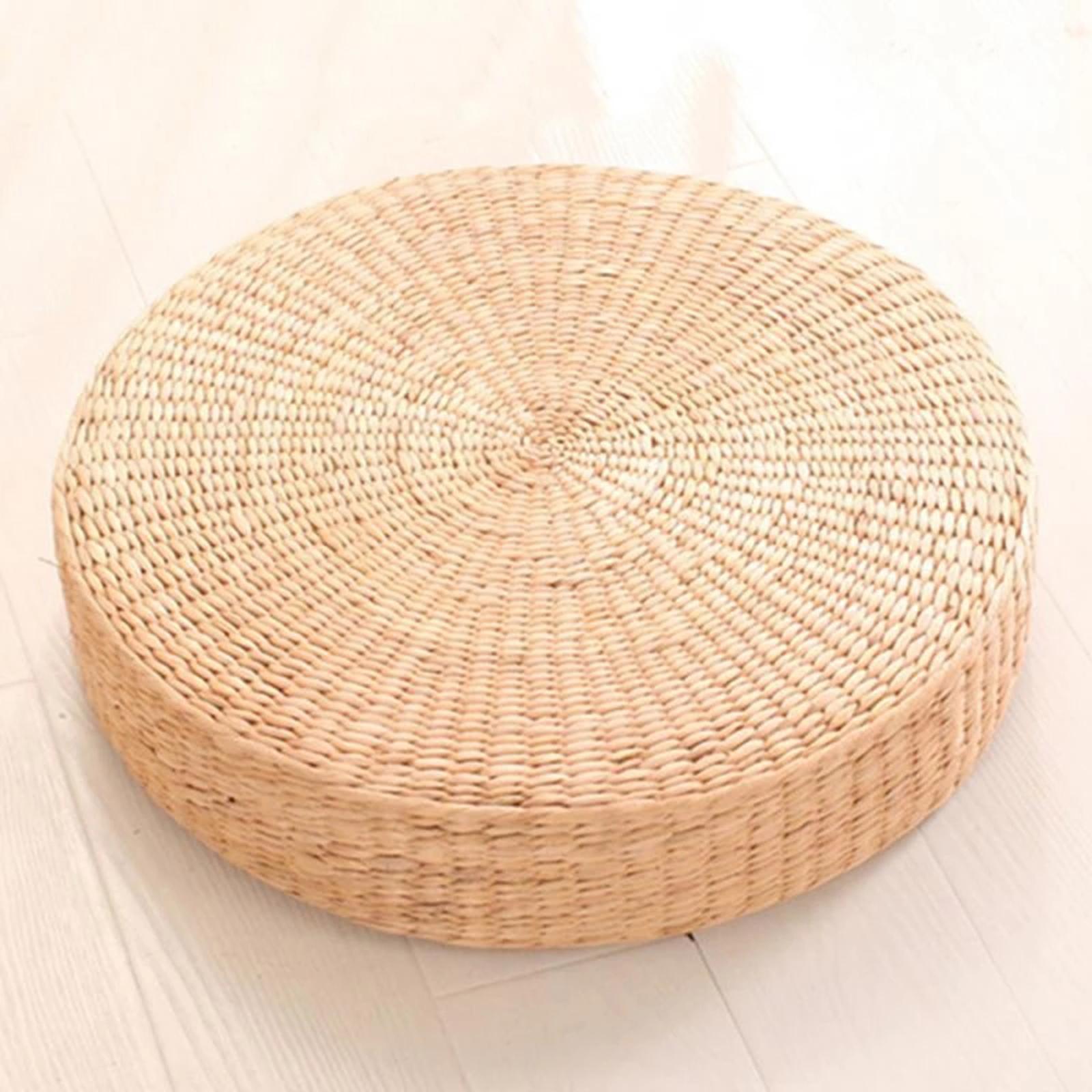 Round Straw Woven Tatami Cushion Floor Pouf Meditation Seat Mat