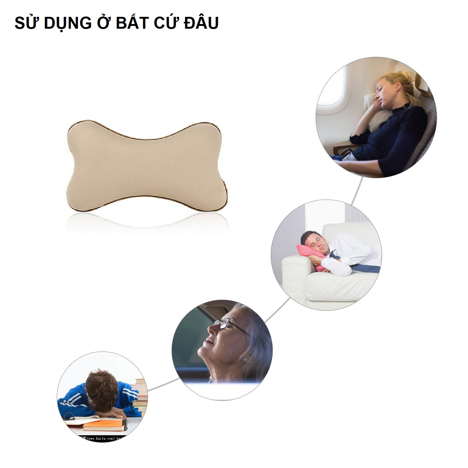 Gối Tựa Đầu Ô Tô Chống Mỏi Cổ Chất Liệu Memory Foam Cao Su Non Cao Cấp