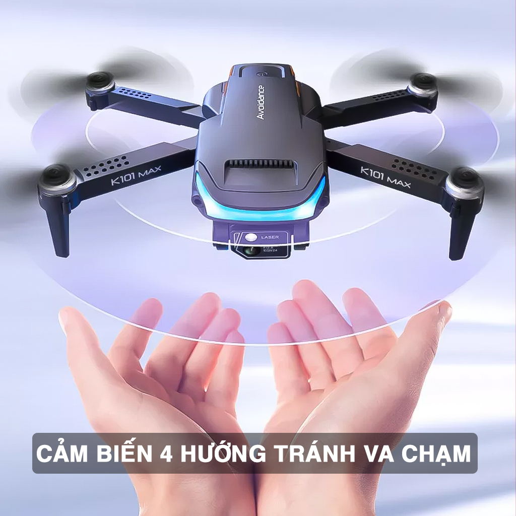 Máy Bay Điều Khiển Từ Xa Vinetteam Flycam K101 Max Camera Kép Quadcopter UAV Với Bản Nâng Cấp 720P/1080P/4K HD FPV GPS WiFi Cảm Biến Chướng Ngại Vật Chất Hơn F11 Pro 4k, Mavic 2 Pro, l900 Pro - Hàng Chính Hãng