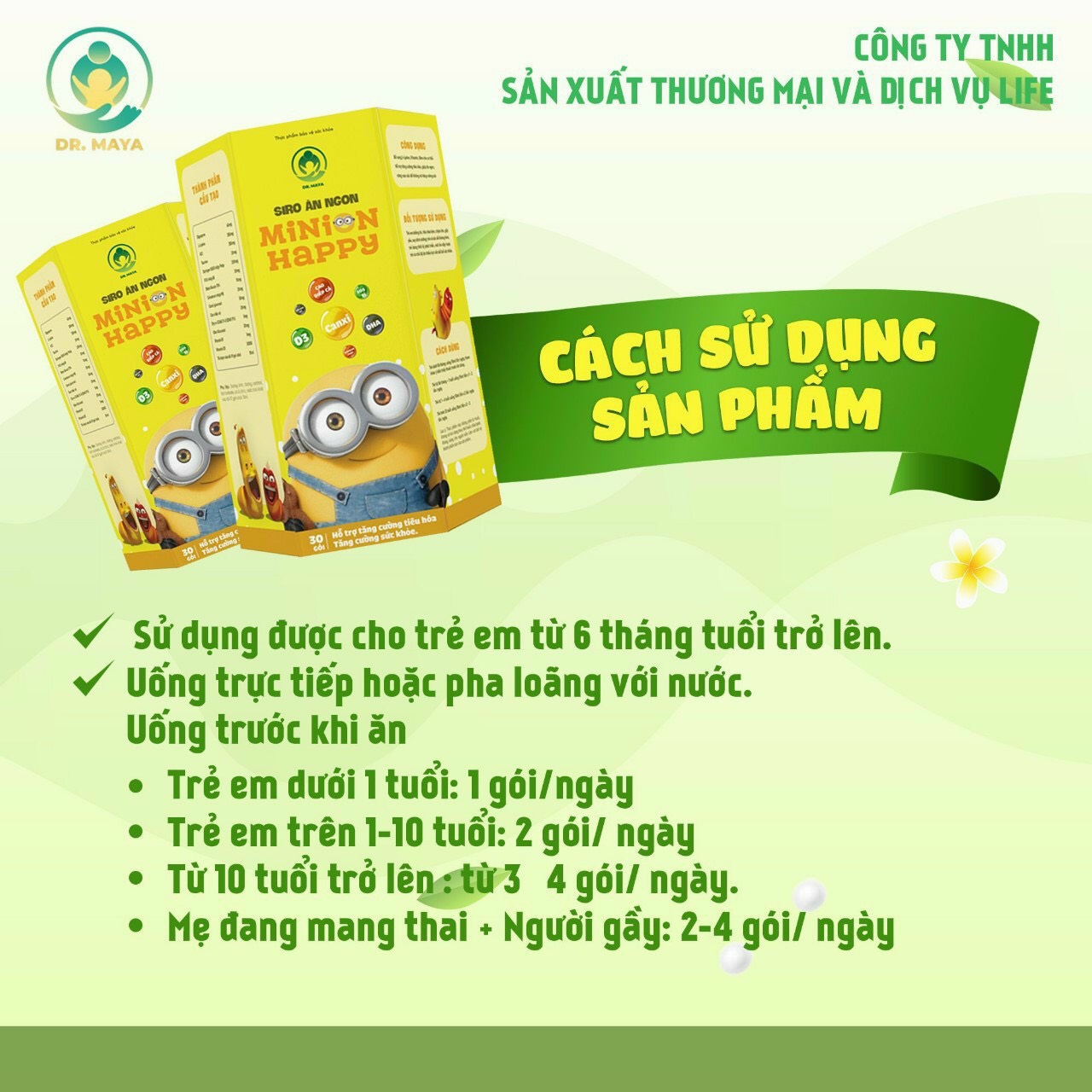 Siro ăn ngon MINION HAPPY hỗ trợ tiêu hóa tốt, giúp trẻ phát triển cân nặng chiều cao