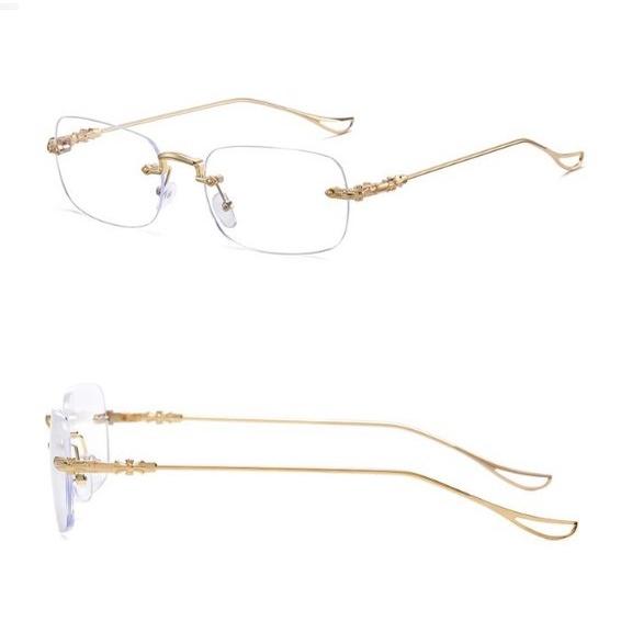 Gọng kính thời trang nam nữ gọng khoan loại tốt I  hợp kim chắc chắn KT45UNIQUI Màu gold vàng