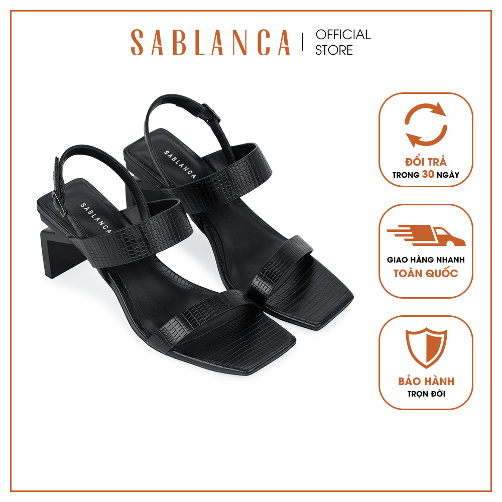 Giày sandal cao gót nữ quai ngang đế cách điệu Sablanca 5050SN0169