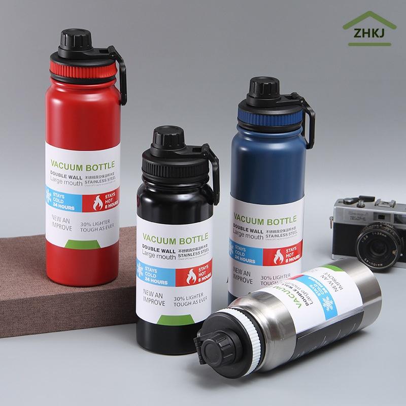 Bình Nước Giữ Nhiệt Bằng Thép Không Gỉ Dung Tích 600ML 800ML 1000ML 4 Màu Tùy Chọn