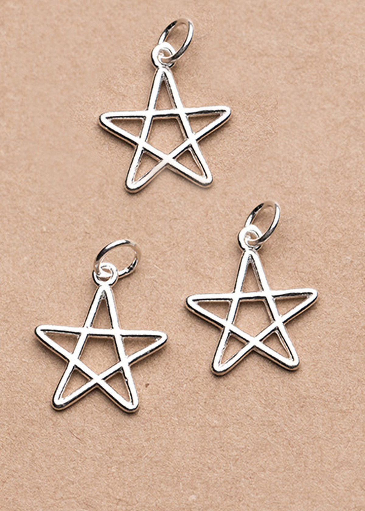 Hình ảnh Combo 3 cai charm bạc hình sao năm cánh treo - Ngọc Quý Gemstones