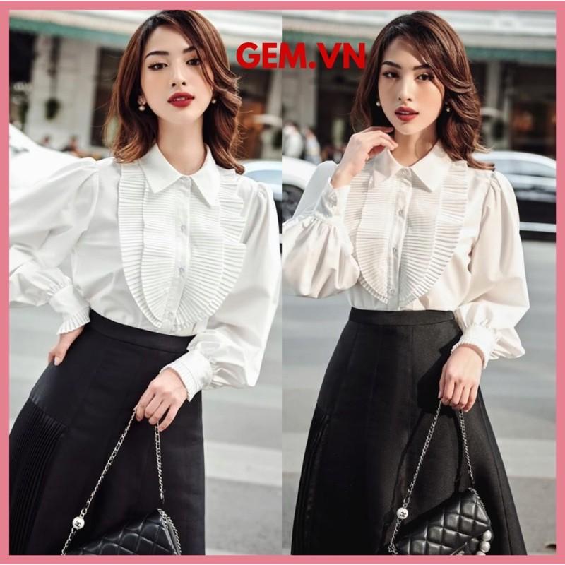 Áo sơ mi nữ kiểu phối bèo G73 hàng thiết kế đẹp, dễ phối với các loại chân váy hoặc quần, chất mát