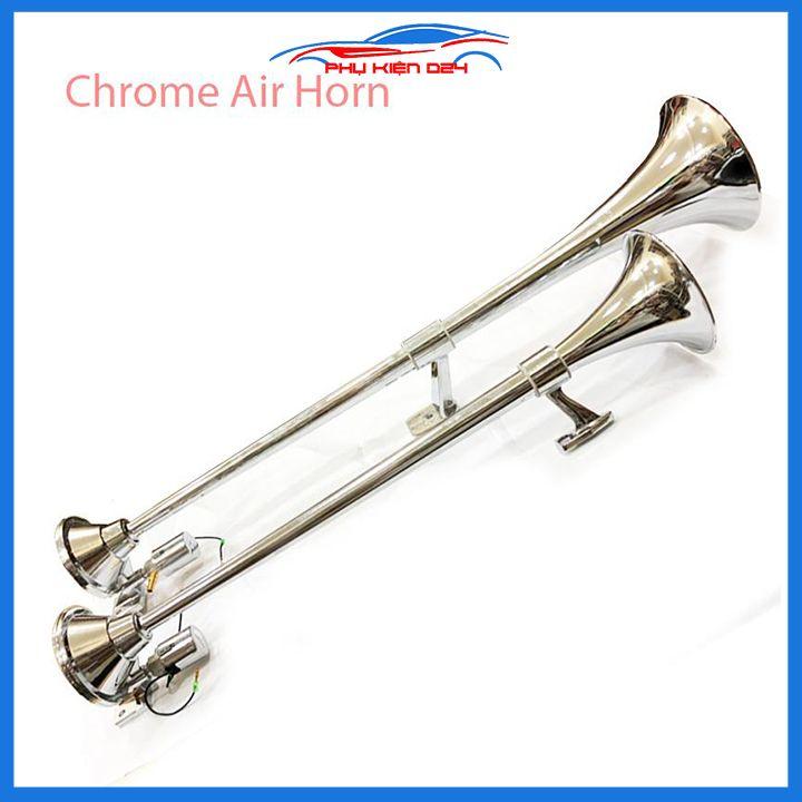 Còi hơi kèn hơi 1 loa mạ chrome 60cm/70cm/100cm điện áp 24V dùng cho ô tô xe máy