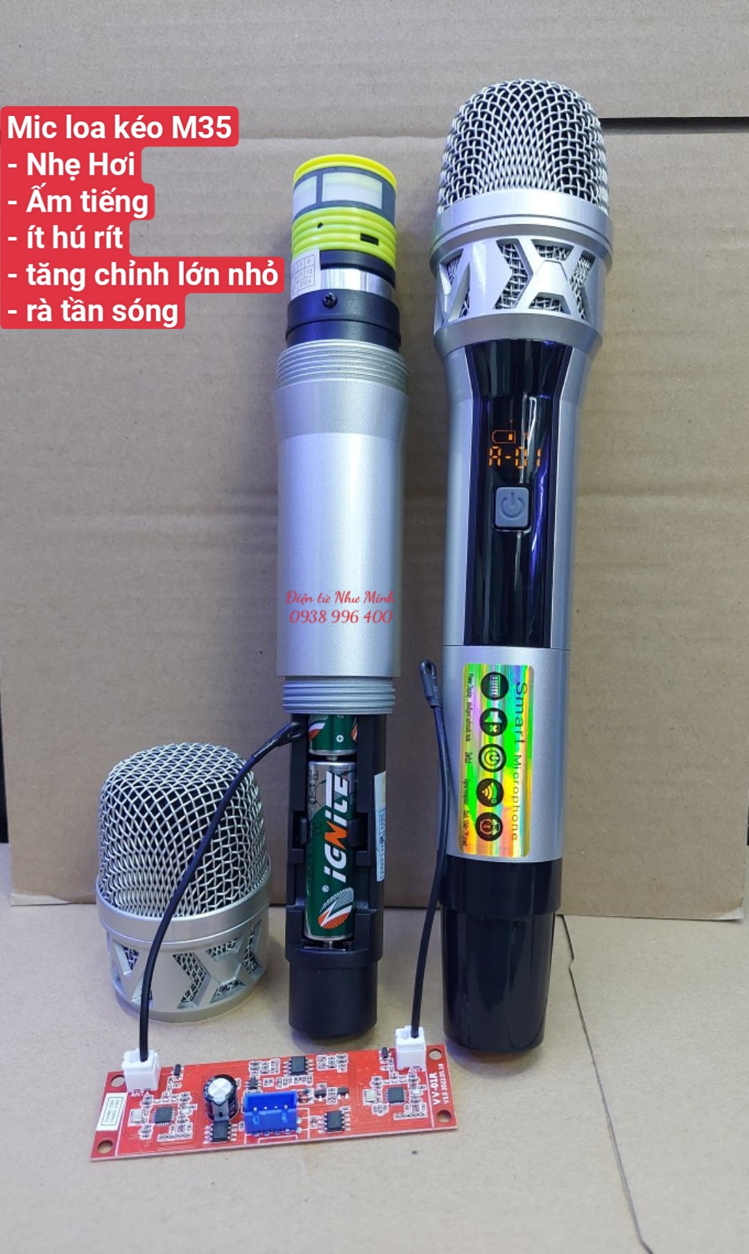 Mic cao cấp dùng cho loa kéo M35 - Nhẹ hơi - ấm tiếng - ít hú rít