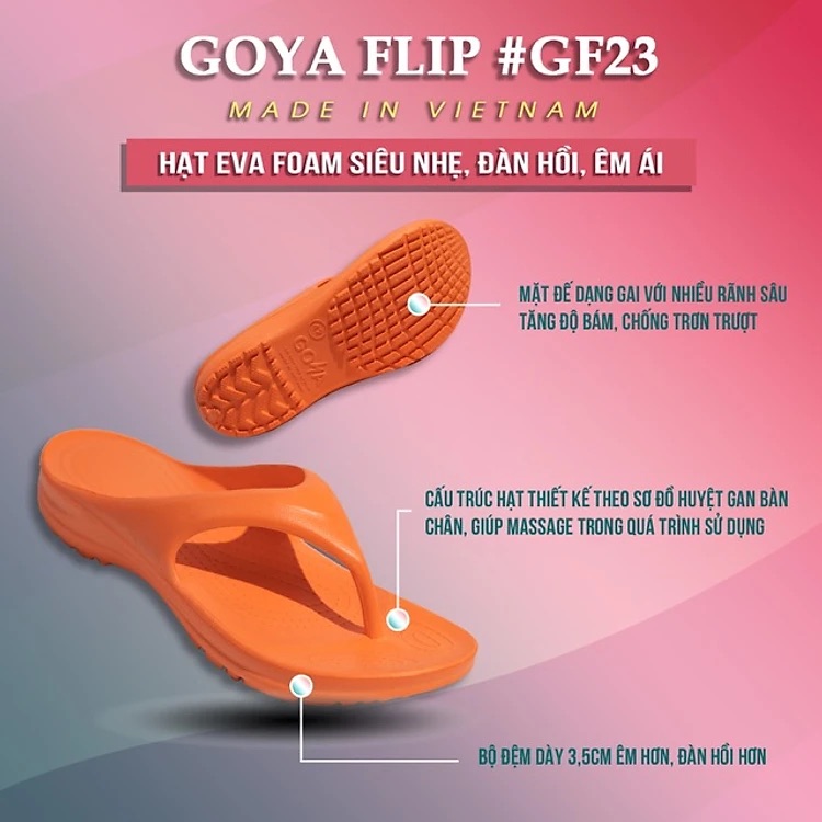 [HOT] Dép Thể thao chạy bộ Goya Flip GF23 - Màu Cam