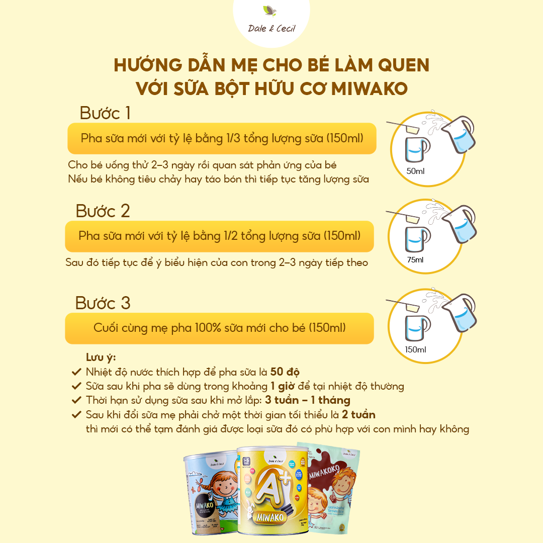 Sữa Công Thức Hạt Thực Vật Hữu Cơ Miwako A+ Vị Vani Hộp 400g x 1 Hộp - Miwako Việt Nam