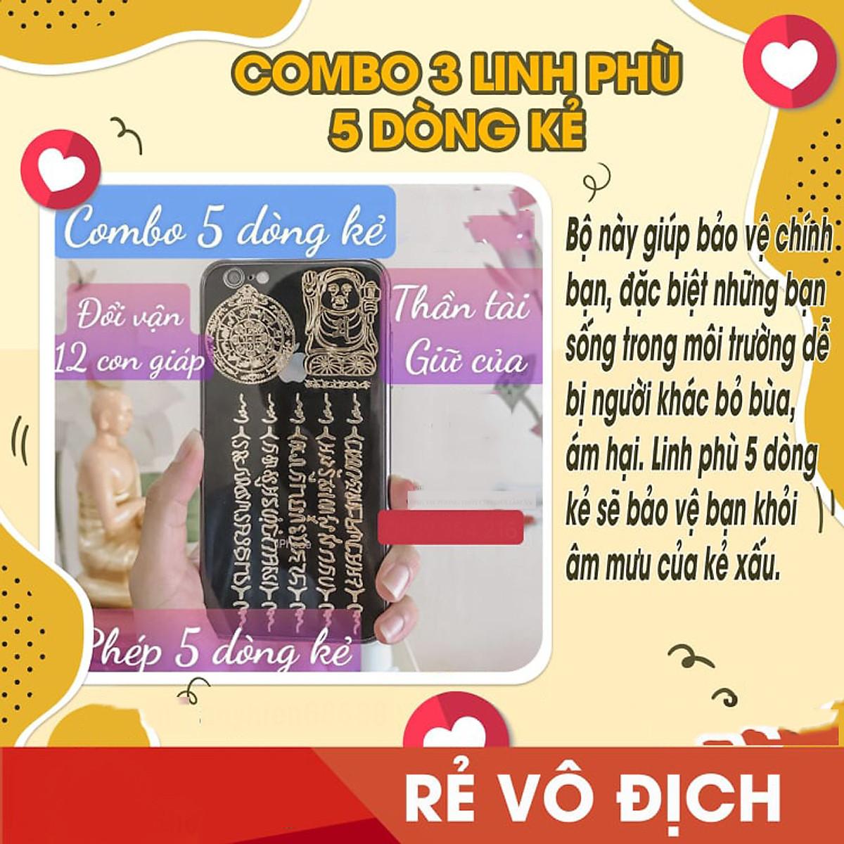 Combo 3 miếng Linh Phù Tài Lộc 5 dòng kẻ ĐỔI VẬN 12 CON GIÁP - THẦN TÀI GIỮ CỬA - PHÉP 5 DÒNG KẺ
