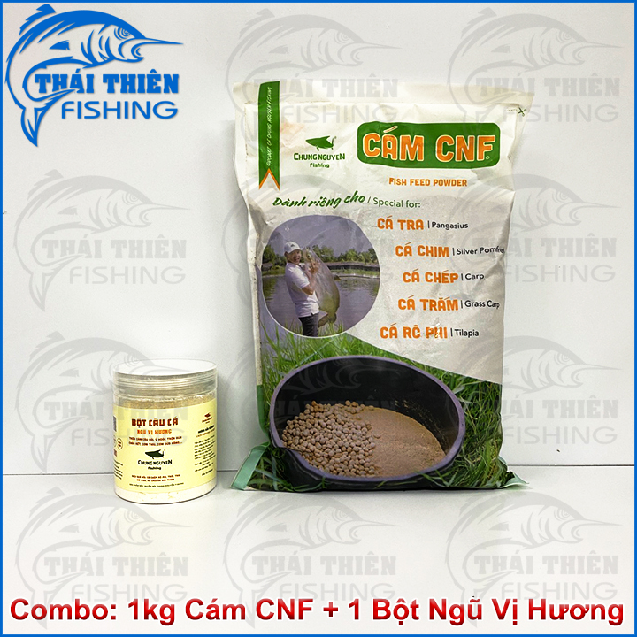 Combo 1kg Cám Câu Cá Tổng Hợp CNF, 1 Hũ Bột Câu Cá Ngũ Vị Hương Chung Nguyễn Fishing