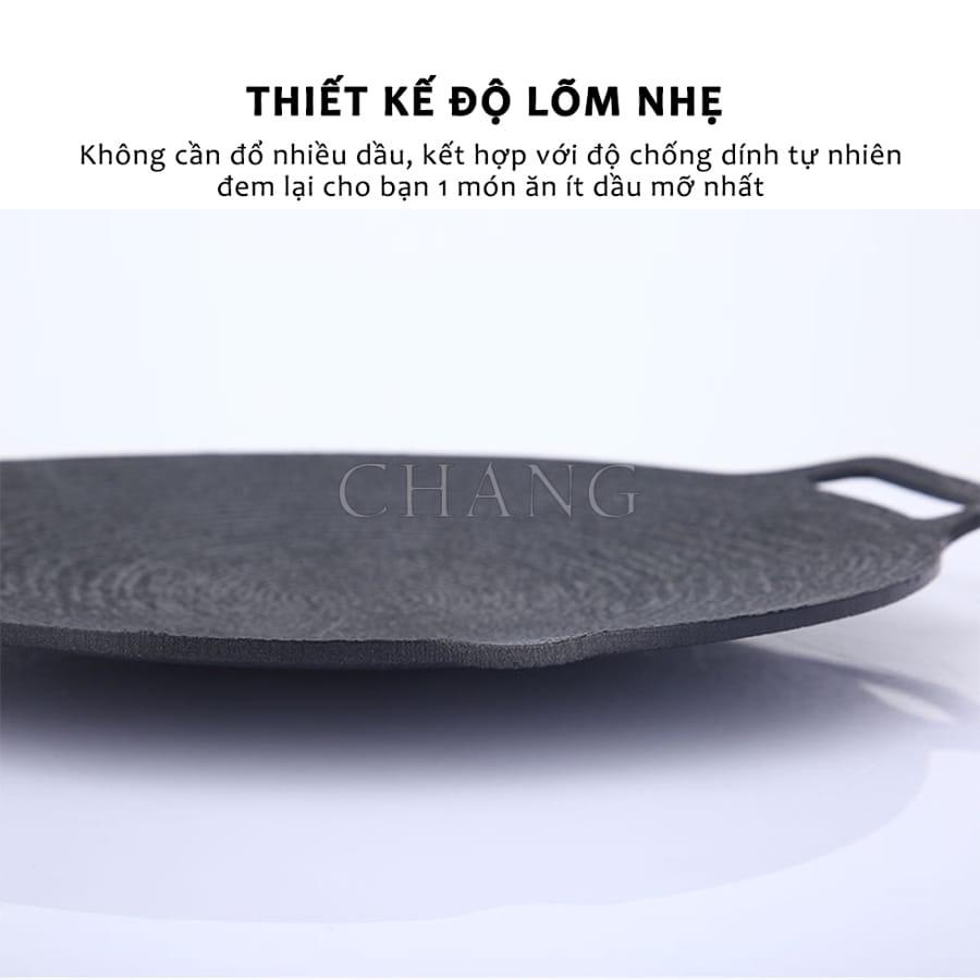 Chảo Đá Nướng Thịt Kiểu Hàn Quốc, Vỉ Nướng BBQ Chống Dính Không Cần Dầu Size 34cm