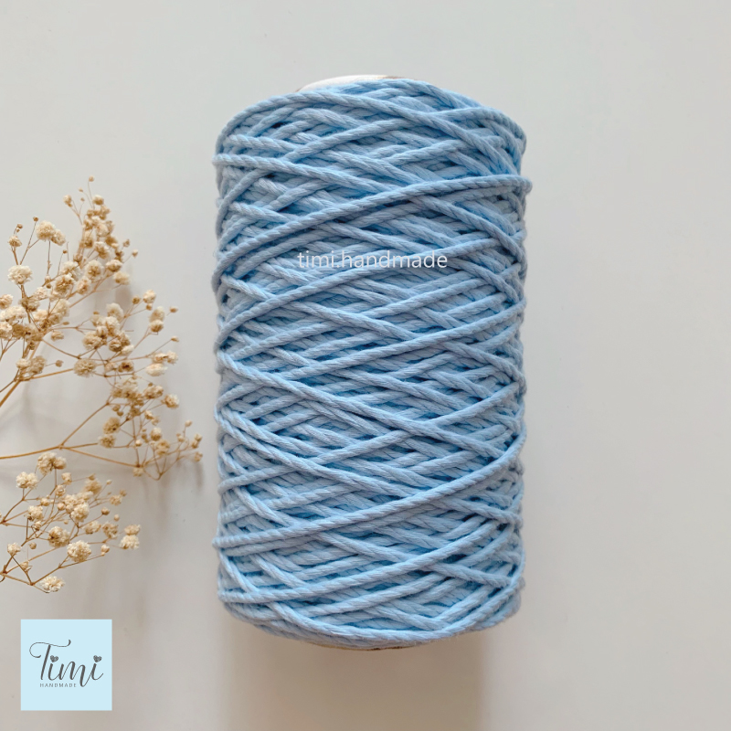 Dây thừng macrame cotton màu XANH BIỂN NHẠT size 3mm/5mm mềm mịn