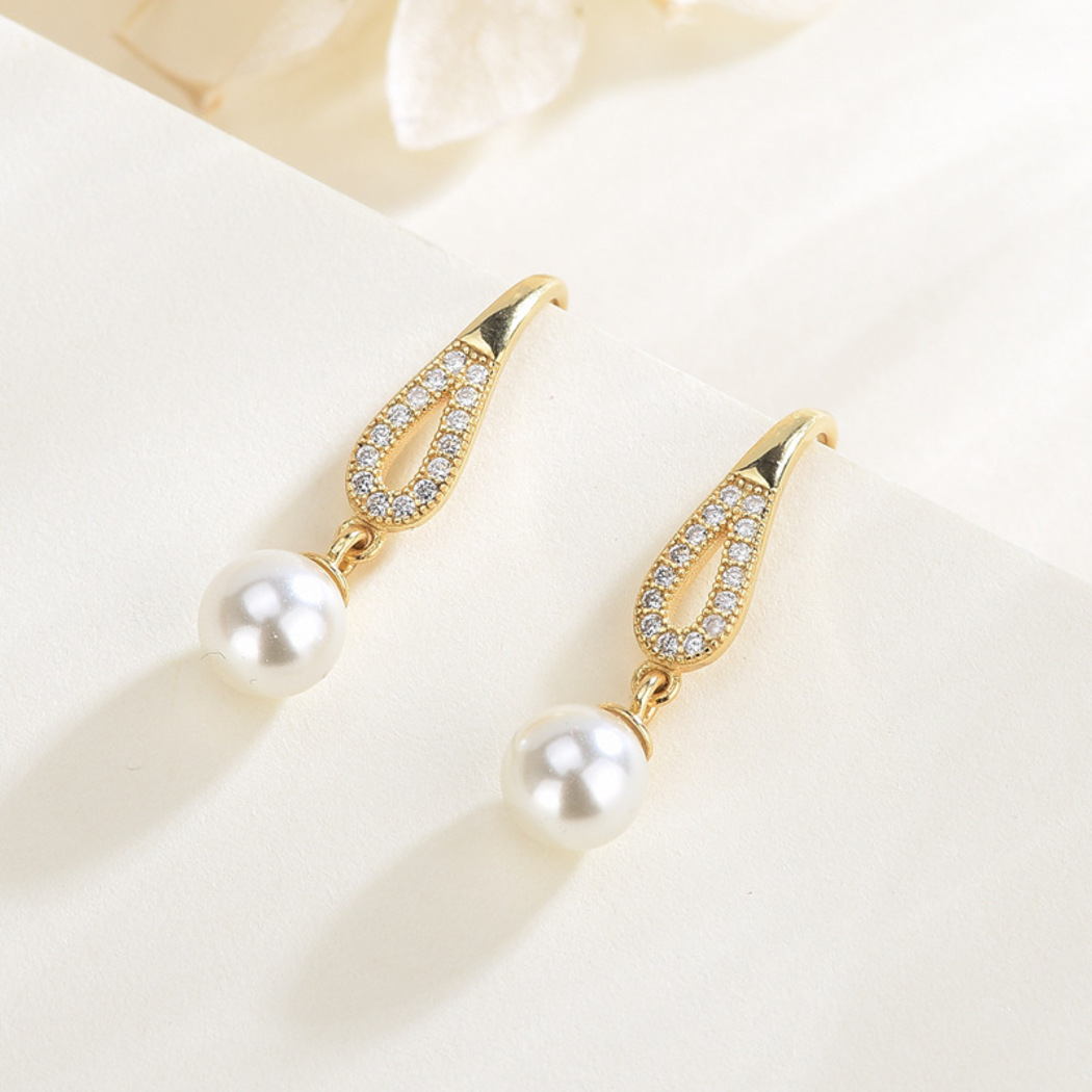 Bông Tai Ngọc Trai Nước Ngọt Thiên Nhiên Cao Cấp - Hạc Trắng - Trang Sức Cô Tấm - FlamingoPearl - CTJ0209